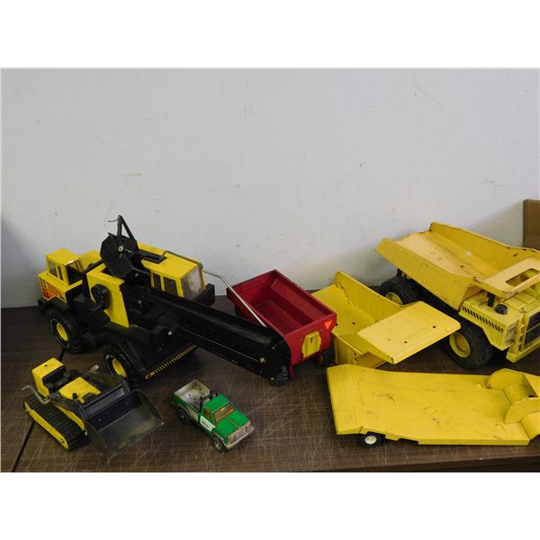 Large Lot of TONKA Pressed Steel Construction Toys in Bin
