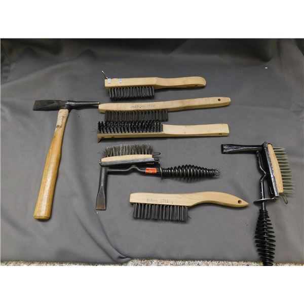 Lot of Wire / Steel Brushes, Scrapers, Hand Tools