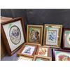 Image 3 : Lot of 14pcs Assorted Framed Papercraft, Needlework Cross Stitch Wall Art Fruits, Flowers, Children