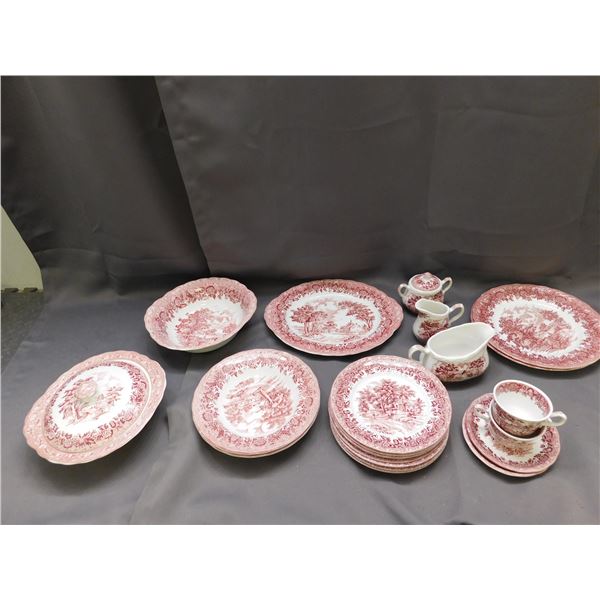 Lot of 21pcs "Country Style" W.H. Grindley Staffordshire England Fine Bone China Red Pattern