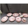 Image 1 : Lot of 21pcs "Country Style" W.H. Grindley Staffordshire England Fine Bone China Red Pattern