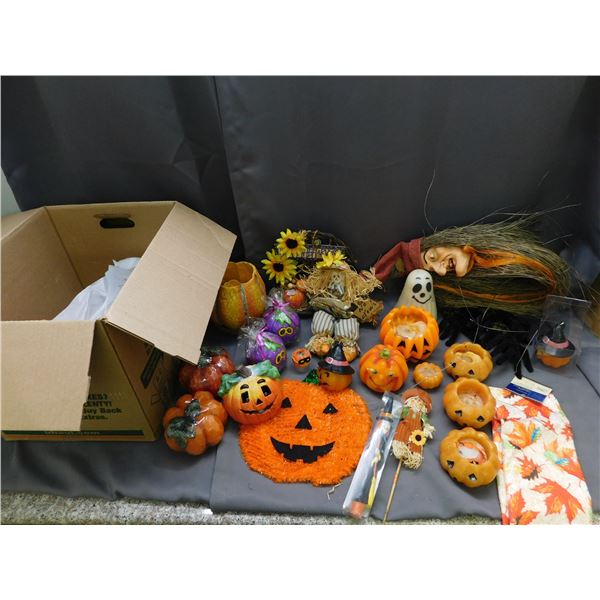 Lot of Assorted Halloween Decorations, Candles