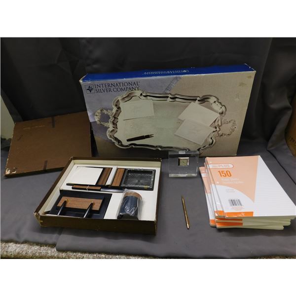 International Silver Company, Waterford Crystal Clock, Desk Set, Lined Paper