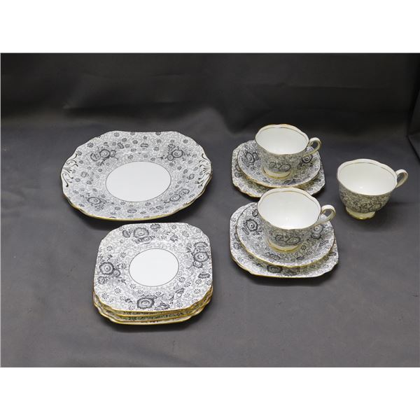 Lot of Lovelace Royal Chelsea 2 Trios, 1 Cup, 4 Bread Plates and 1 Lunch Fine Bone China