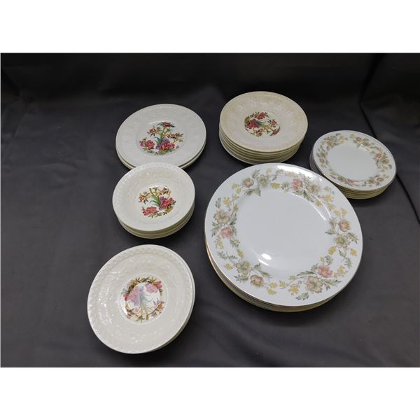 Lot of 13pc Snowhite Johnson Bros & 22pc Wellesley Wedgewood Plates