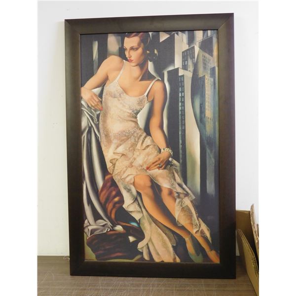 Framed "Portrait de Madame Allan Bott" by Tamara de Lempicka Art Print 28.5" x 44"