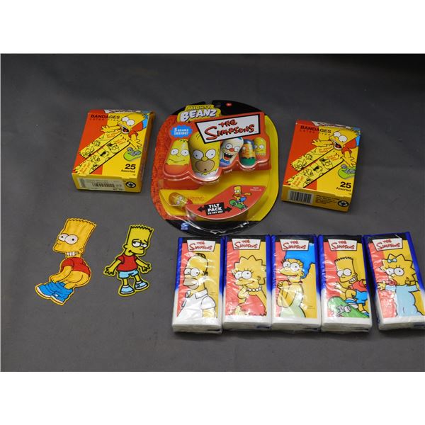Lot of The Simpsons Memorabilia, Mighty Beanz, Kleenex Tempo Gas, Bandages Patches