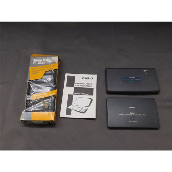 Lot of Casio BOSS Systems Calculators, Digital Diary, SHARP Pocket Printer