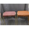 Image 2 : Lot of 3 Vintage Brown Upholstered Stools
