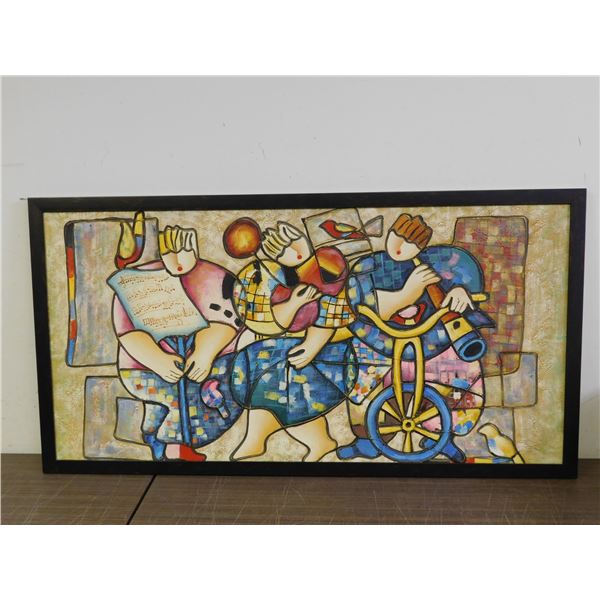 Original Painting Abstract Geometric People Musicians