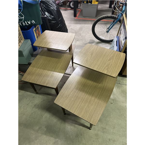 Pair of Tiered MCM Side / End Game Tables