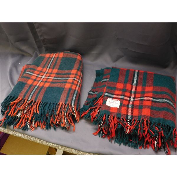 Pair of Vintage Plaid Eatons Wool Throw Travel Rugs Blankets
