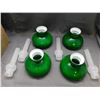 Image 1 : 4 Lamp Shades Green and 4 Chimneys
