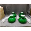 Image 2 : 4 Lamp Shades Green and 4 Chimneys