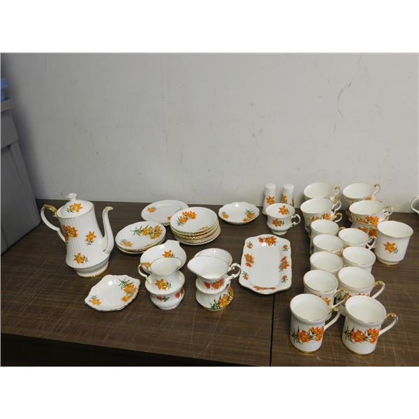 Lot of 45pcs Prairie Lily Royal Windsor, Queens Tiger Lily Cups Saucers Plates Serving Dishes