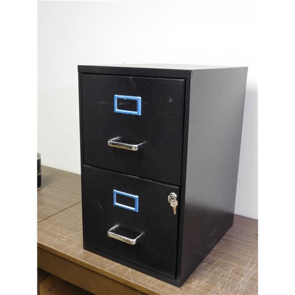 Black 2 Drawer Filing Cabinet w Keys