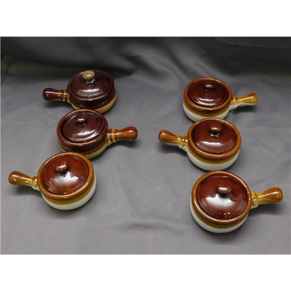 Lot of 6 French Onion Soup Bowls Baking Crocks