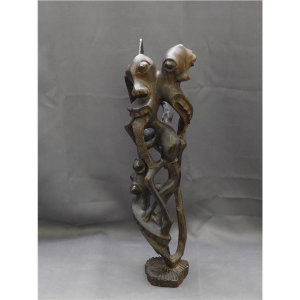 Abstract African Tribal Folk Wooden Figurine 21"