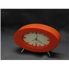 Image 1 : Modern Quartz Alarm Clock Retro MCM Style Orange 4" tall