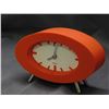 Image 2 : Modern Quartz Alarm Clock Retro MCM Style Orange 4" tall