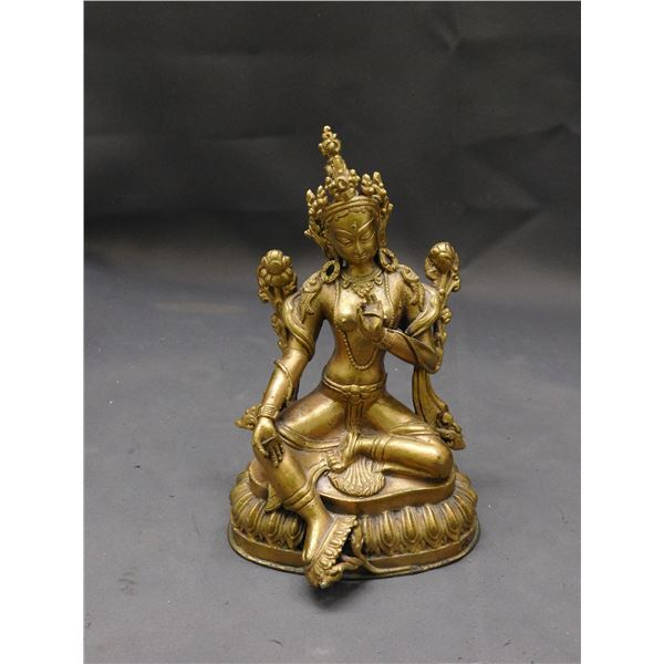 Indian Brass Statue of Tara 7" Buddhist