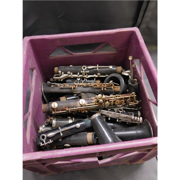 Crate Full of Clarinet Parts Pieces for repair / restoration w Crate