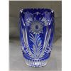 Image 1 : Cobalt Blue Cut to Clear Crystal Vase