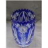 Image 2 : Cobalt Blue Cut to Clear Crystal Vase