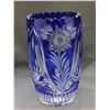 Image 3 : Cobalt Blue Cut to Clear Crystal Vase