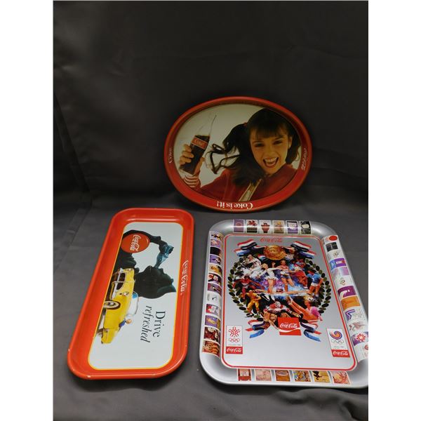 Lot of 3 Coca Cola Serving Trays