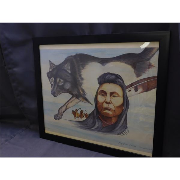Artist Signed and Numbered Textured Framed Print Perry Guimond Indigenous "Chief Joseph"