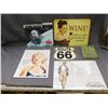 Image 1 : Tin Marilyn Monroe and James Jean Signs, Wine Sign, Route 66, Vintage Book, Star Wars Calendar