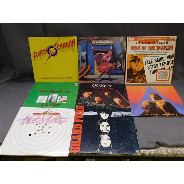 Lot of 8 Classic Rock Records Vinyl Queen, Cindi Lauper, Grand Funk, The Police, etc