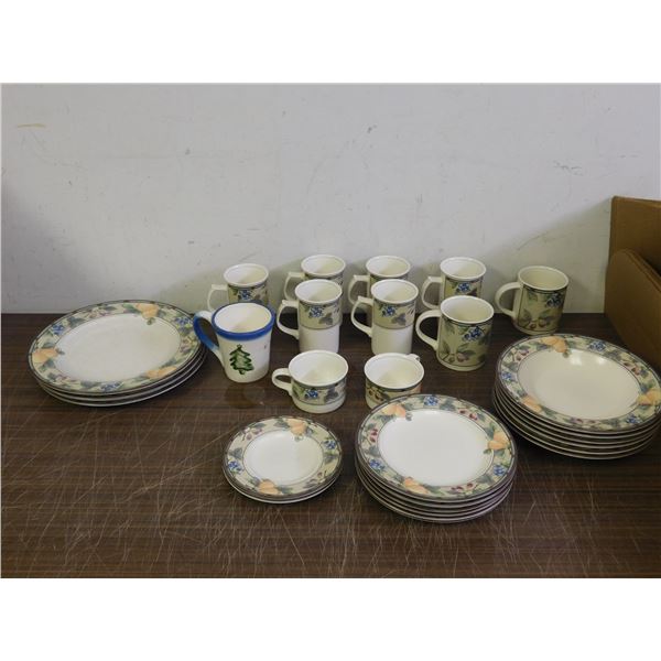 27pcs of Mikasa Intaglio Garden Harvest China Plates and Cups, 1 Extra Mug