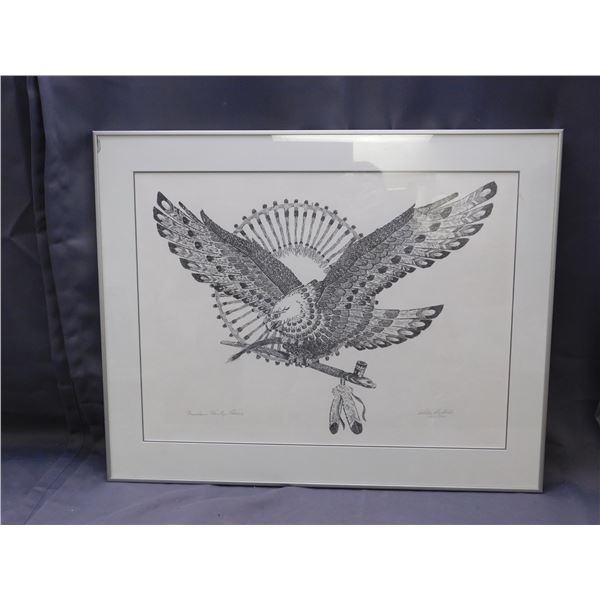 Artist Signed and Numbered Ink Print Eagle Indigenous  "White Buffalo" Freedom, Unity, Peace