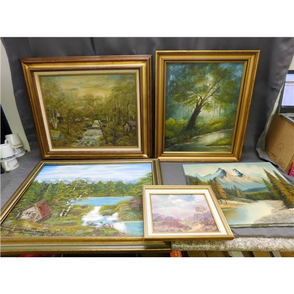 Lot of 5 Original Hand Painted Nature / Landscape Paintings