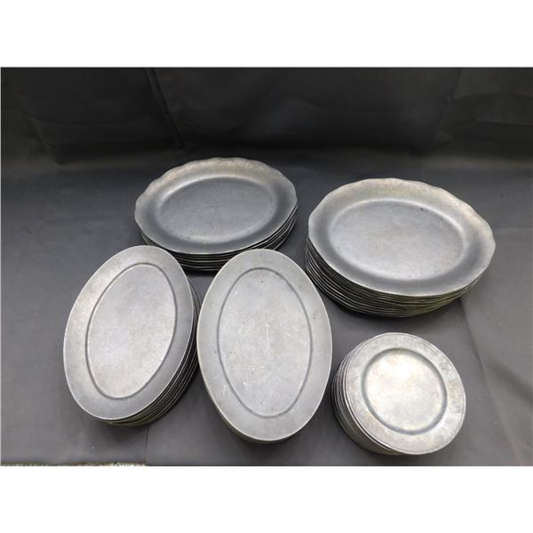 Large Lot of 53pcs Bon Chef Craft American Pewter Charger Plates Server Plates 3 Sizes