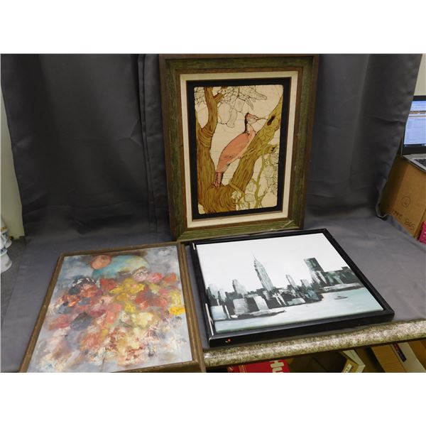 Lot of 3.  2 Original Paintings and Framed Tapestry