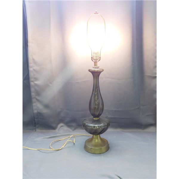 Vintage Glass & Metal Base Table Lamp (no shade) 33"  works.