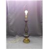 Image 2 : Vintage Glass & Metal Base Table Lamp (no shade) 33"  works.