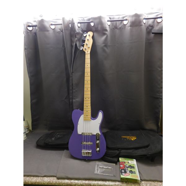 Purple Electric Bass w Case FenderTelecaster Guitar Style Handmade?