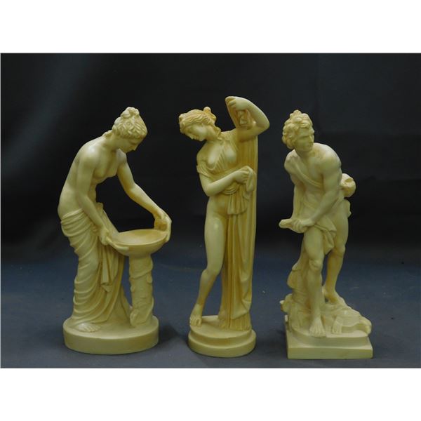 Lot of 3 A. Santini Made in Italy Neoclassical Aphrodite, David  Resin Statue Figurines
