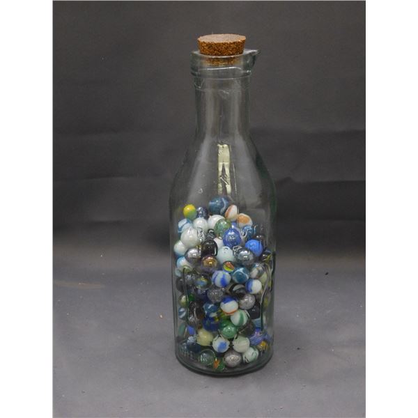 Vintage Milk Glass Jar FULL of Marbles