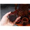 Image 4 : Carved Wooden Tea Pot with 4 Cups and Saucers Demitasse