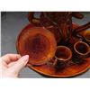 Image 5 : Carved Wooden Tea Pot with 4 Cups and Saucers Demitasse