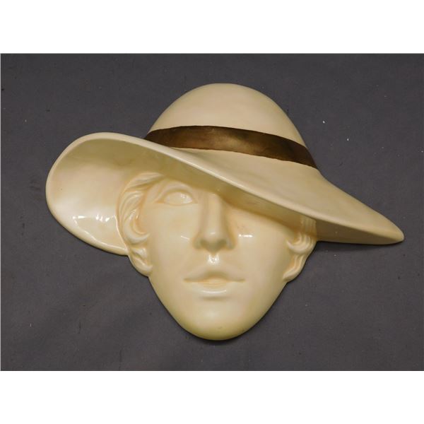 Vintage Ceramic Woman with Hat Wall Decor