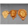 Image 1 : Lot of 3 Pottery & Leather Folk Wall Masks Small, 6", 7", 9"