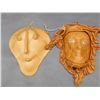 Image 2 : Lot of 3 Pottery & Leather Folk Wall Masks Small, 6", 7", 9"
