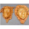 Image 3 : Lot of 3 Pottery & Leather Folk Wall Masks Small, 6", 7", 9"