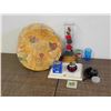 Image 1 : Lot of Vintage Household Table Lighters, Juice Glasses, Marble Desktop Slab, Camera Lens, Hat Box